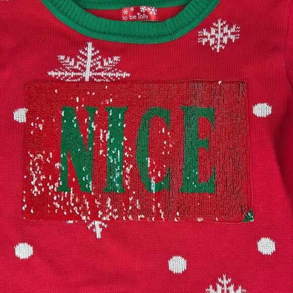 TO BE JOLLY WOMENS REVERSIBLE SEQUIN NAUGHTY NICE HOLIDAY SWEATER SIZE MEDIUM - Picture 4 of 14